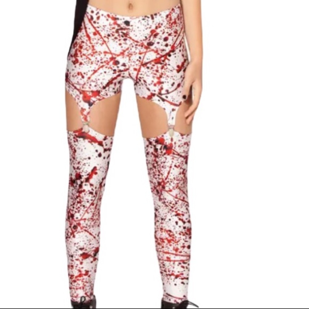 NWOT Blackmilk blood splatter suspenders / leggings